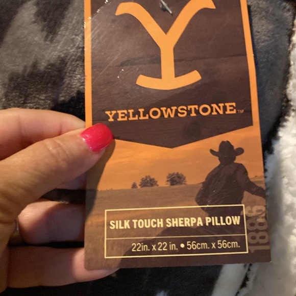NWT Yellowstone Silk Touch Pillow With Sherpa Back, 22" x 22" - Picture 5 of 7